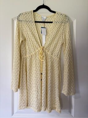 House of Harlow 1960 viral butter yellow swim coverup dress